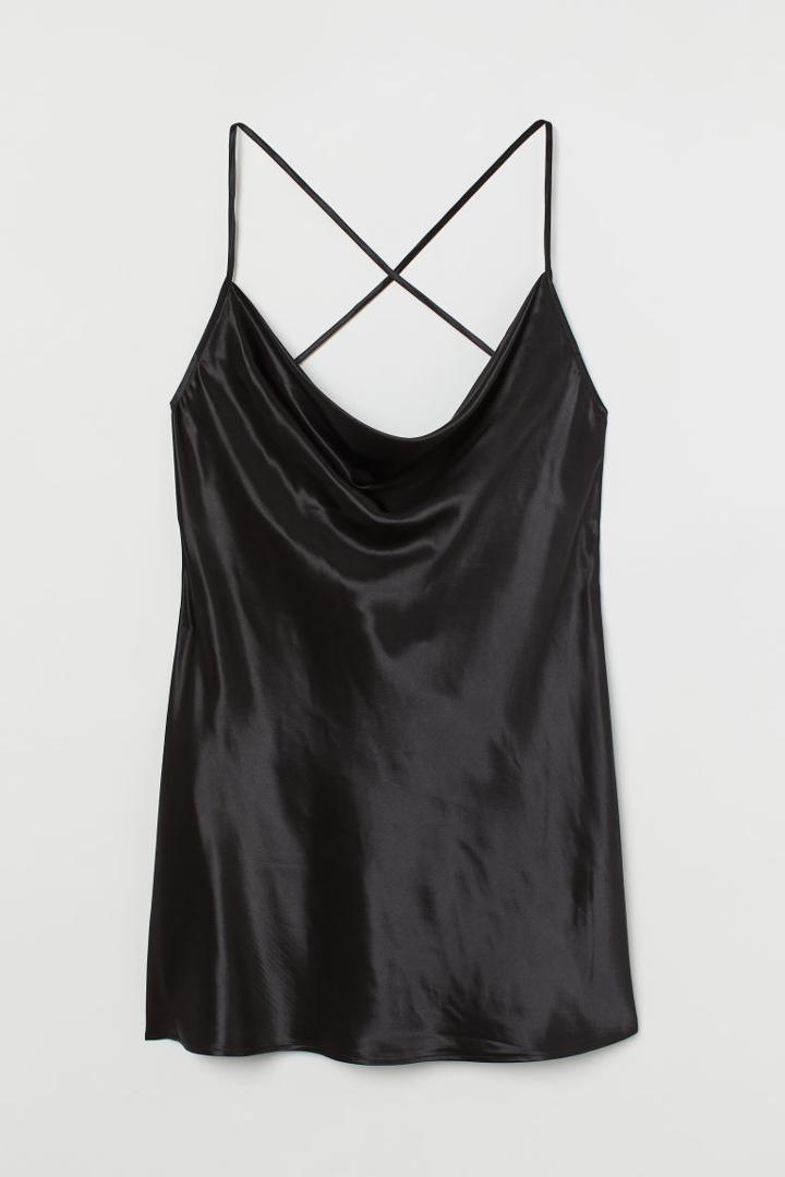 H & M - H & M+ Short Satin Dress - Black