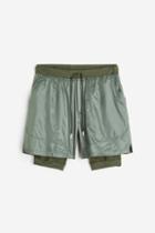 H & M - Windproof Double-layer Running Shorts - Green