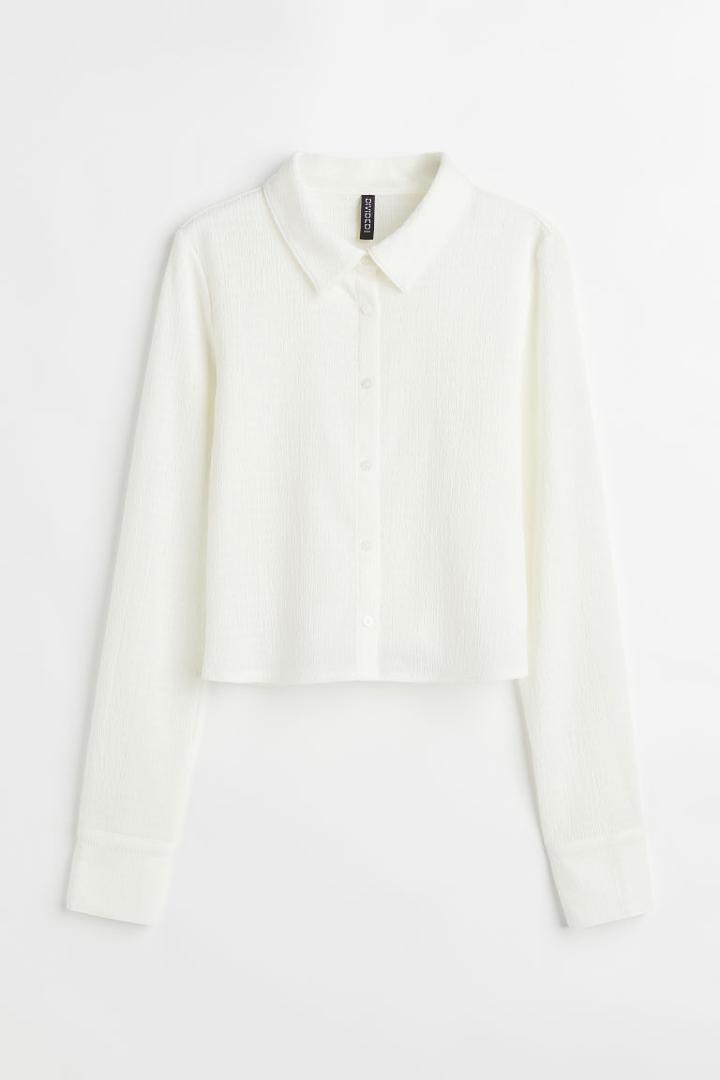 H & M - Crinkled Shirt - White