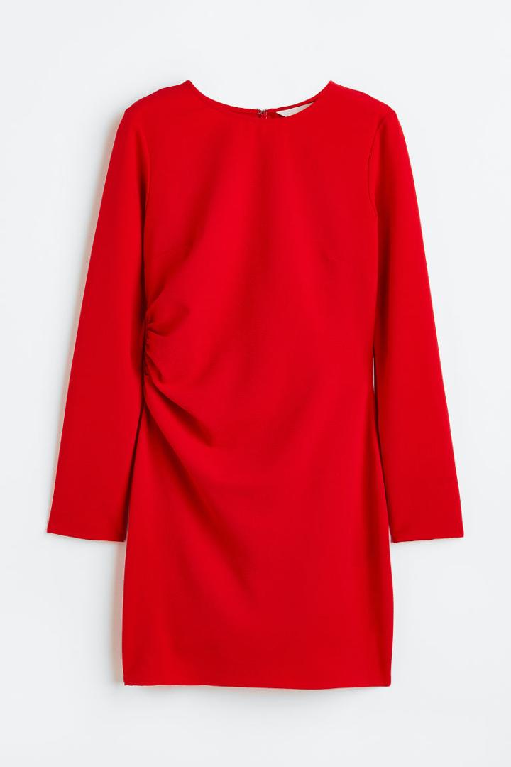 H & M - Gathered Crped Dress - Red