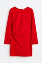 H & M - Gathered Crped Dress - Red