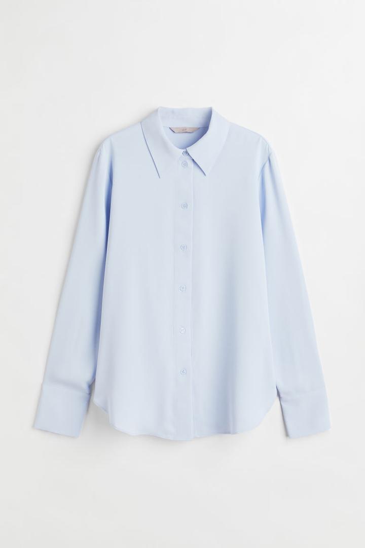 H & M - Pointed-collar Shirt - Blue