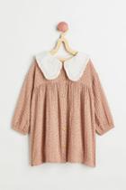H & M - Double-weave Dress With Collar - Beige