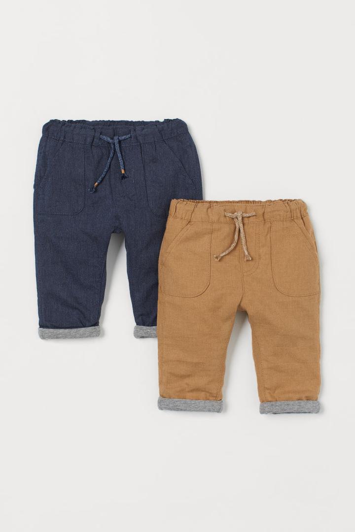 H & M - 2-pack Lined Pull-on Pants - Blue