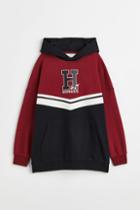 H & M - Oversized Printed Hoodie - Red