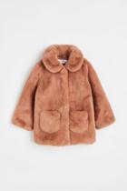 H & M - Fluffy Jacket With Collar - Orange