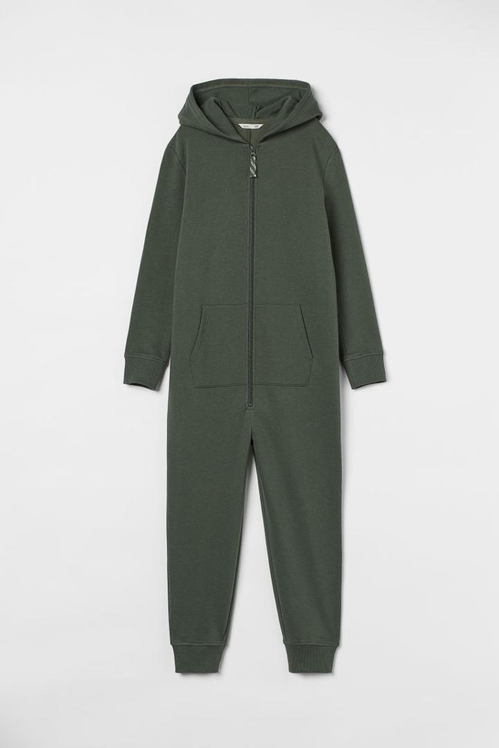 H & M - Jumpsuit With Hood - Green