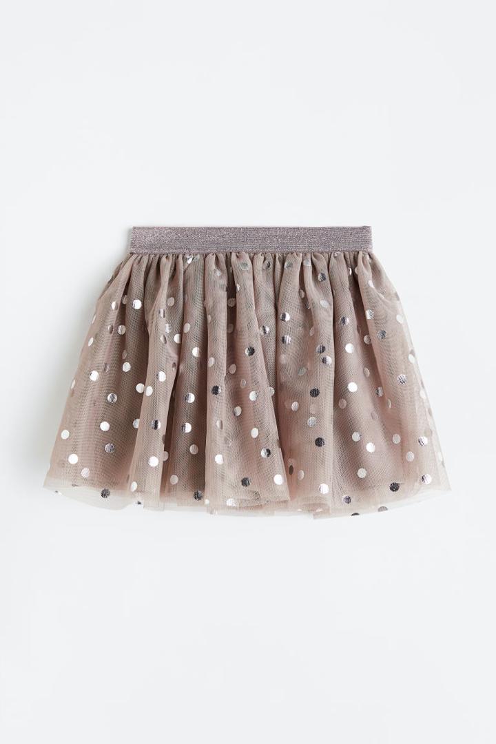 H & M - Glittery Tulle Skirt - Brown