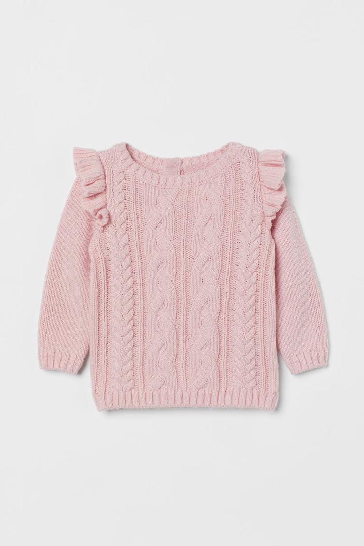 H & M - Textured-knit Sweater - Pink