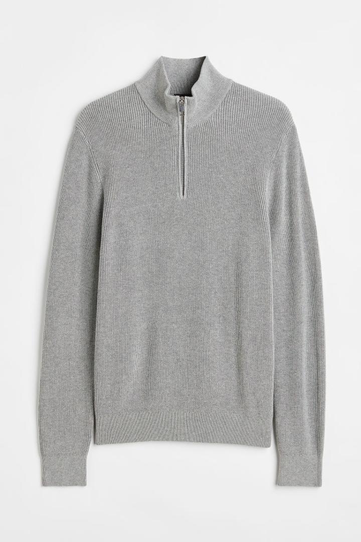 H & M - Slim Fit Sweater - Gray