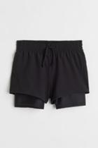 H & M - Double-layer Sports Shorts - Black