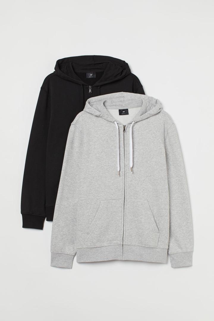 H & M - 2-pack Regular Fit Hooded Jackets - Gray