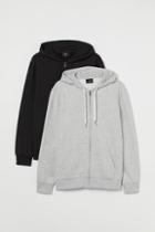 H & M - 2-pack Regular Fit Hooded Jackets - Gray