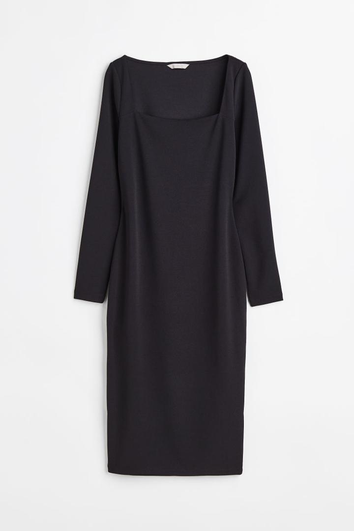H & M - Square-necked Dress - Black