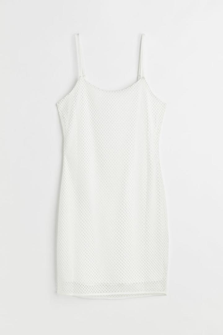 H & M - Fitted Mesh Dress - White
