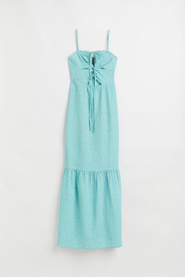 H & M - Long Cut-out Dress - Turquoise
