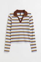 H & M - Collared Ribbed Top - Blue