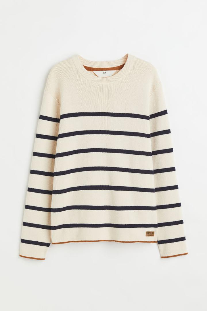 H & M - Fine-knit Cotton Sweater - Beige