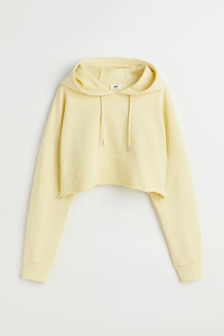 H & M - Crop Hoodie - Yellow