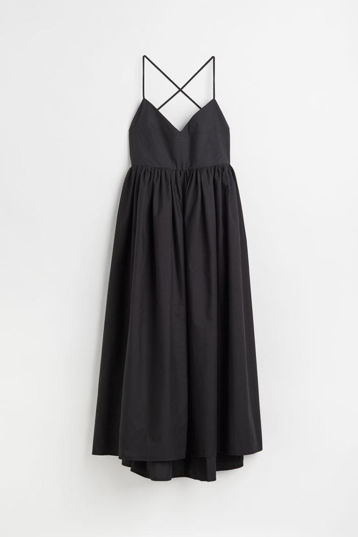 H & M - V-neck Cotton Dress - Black