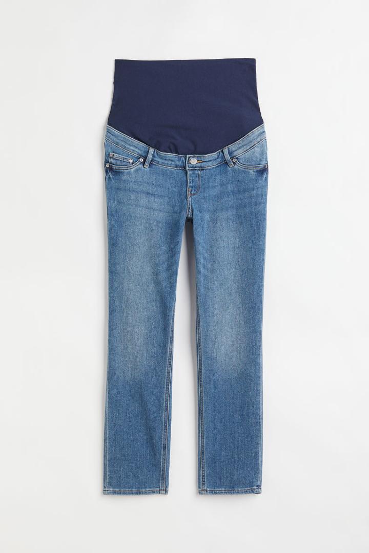 H & M - Mama Slim Straight High Ankle Jeans - Blue