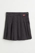 H & M - Pleated Denim Skirt - Black
