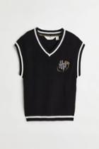 H & M - Embroidered Sweater Vest - Black