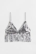 H & M - Sequined Bralette Top - Gray
