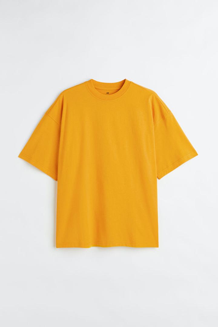 H & M - Oversized Fit Cotton T-shirt - Yellow