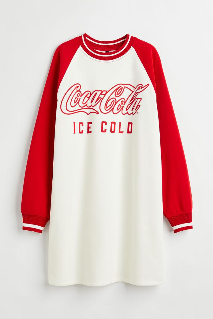 H & M - Printed Sweatshirt Dress - Red