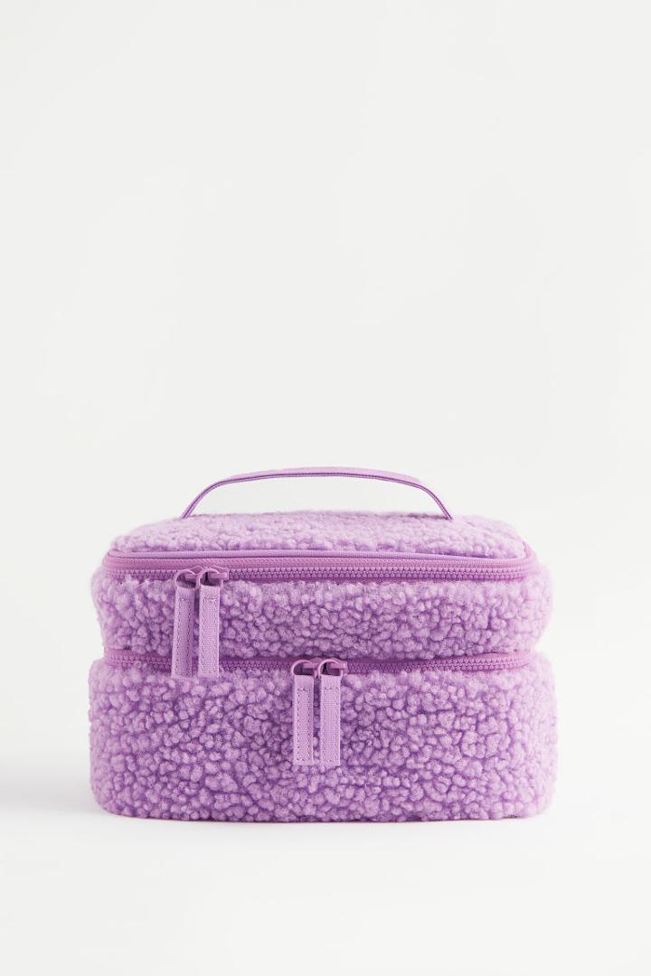 H & M - Two-tier Fleece Toiletry Bag - Purple