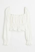 H & M - Ruffle-trimmed Blouse - White