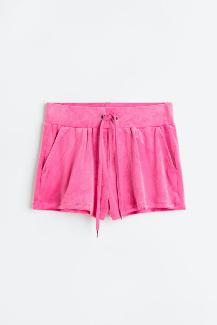 H & M - Velour Shorts - Pink