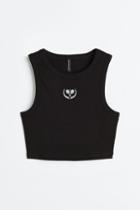 H & M - Cropped Vest Top - Black