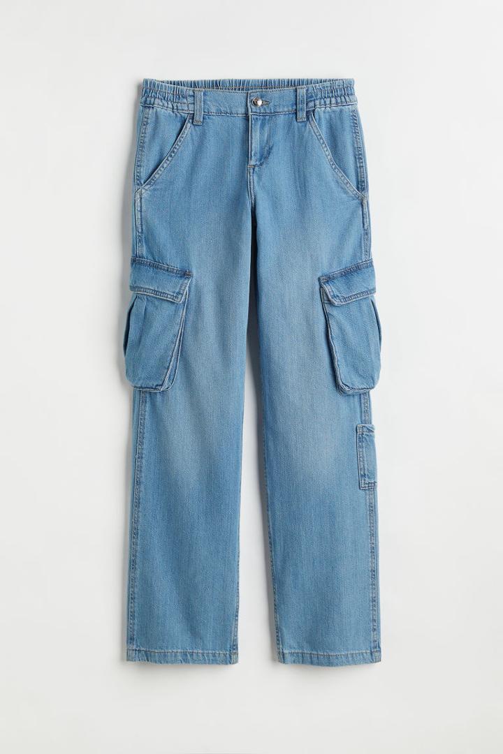 H & M - Low Waist Cargo Jeans - Blue