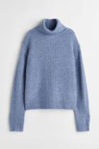 H & M - Rib-knit Turtleneck Sweater - Blue