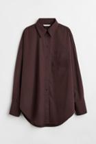 H & M - Oversized Cotton Shirt - Brown