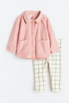 H & M - 2-piece Shirt And Leggings Set - Pink