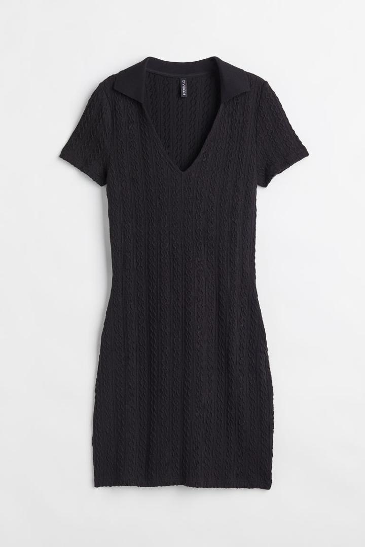 H & M - Collared Bodycon Dress - Black