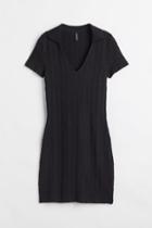 H & M - Collared Bodycon Dress - Black