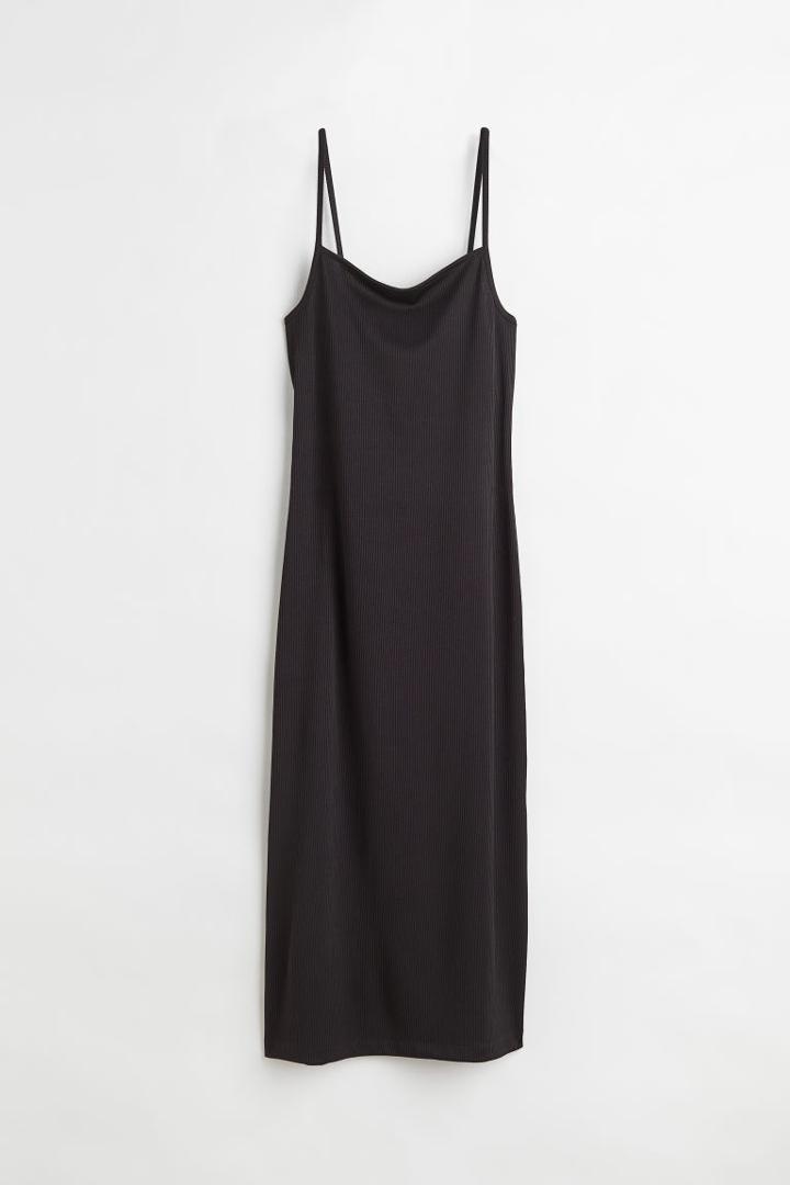 H & M - Open-backed Ribbed Jersey Dress - Black