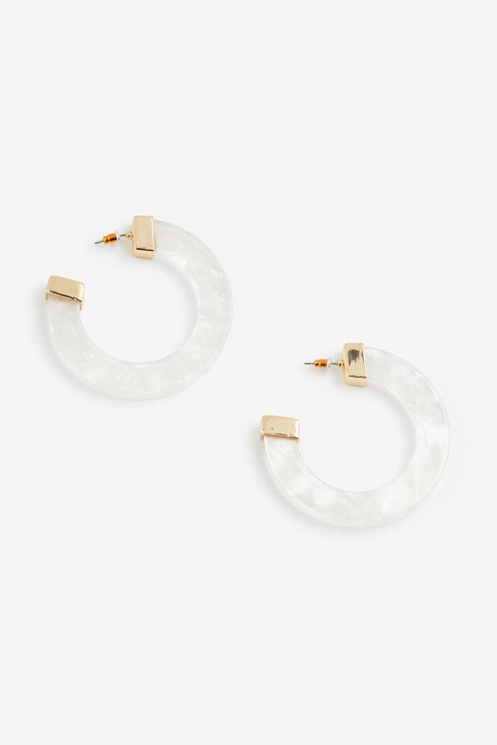 H & M - Hoop Earrings - White