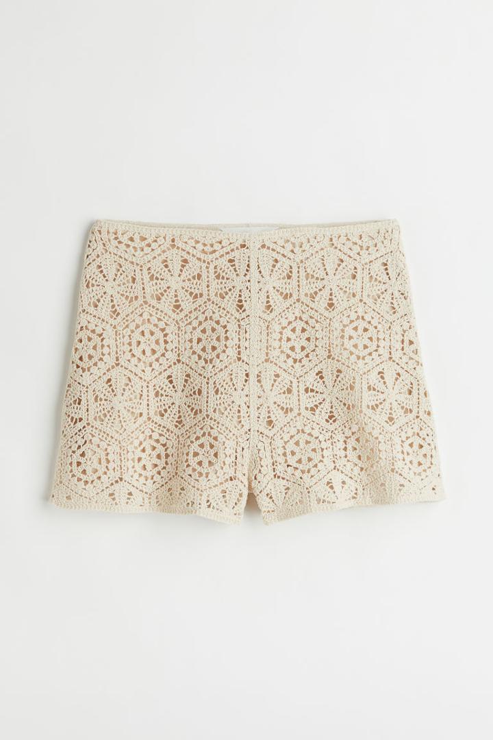 H & M - Crochet-look Shorts - White