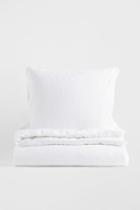 H & M - Linen Twin Duvet Cover Set - White