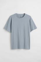 H & M - Regular Fit Ribbed Cotton T-shirt - Gray