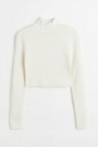 H & M - Ribbed Mock Turtleneck Top - White