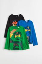 H & M - 3-pack Printed Tops - Green