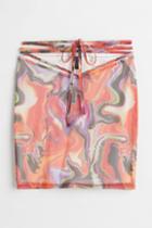H & M - Tie-detail Mesh Skirt - Orange