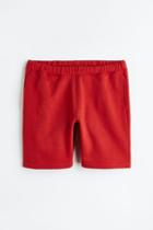 H & M - Relaxed Fit Cotton Jogger Shorts - Red