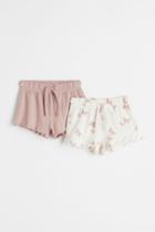 H & M - 2-pack Cotton Shorts - White